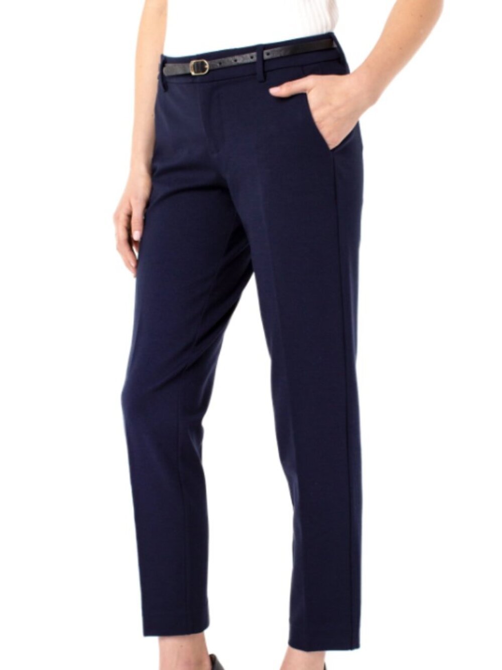 Liverpool Kelsey Knit Trousers – Cadet Blue – Size 12 – Slim Ponte Work Pants
